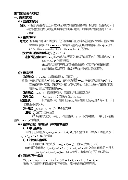 高中数学必修二基础知识点