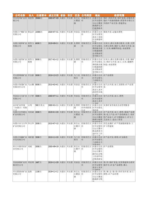 2021年兴安盟矿业行业企业名录115家