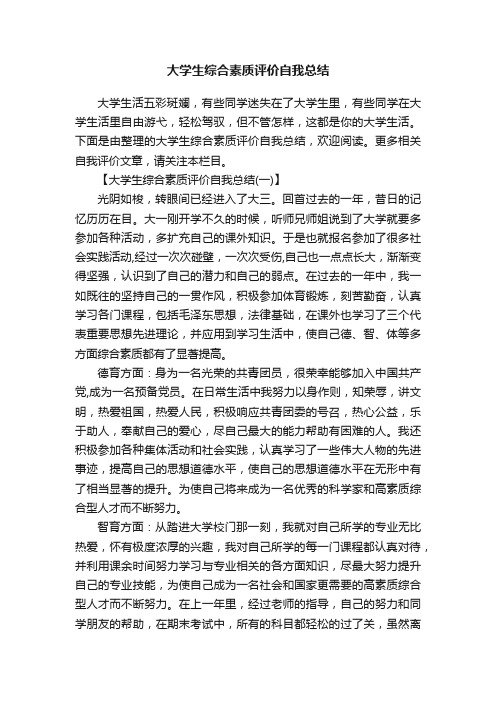 大学生综合素质评价自我总结