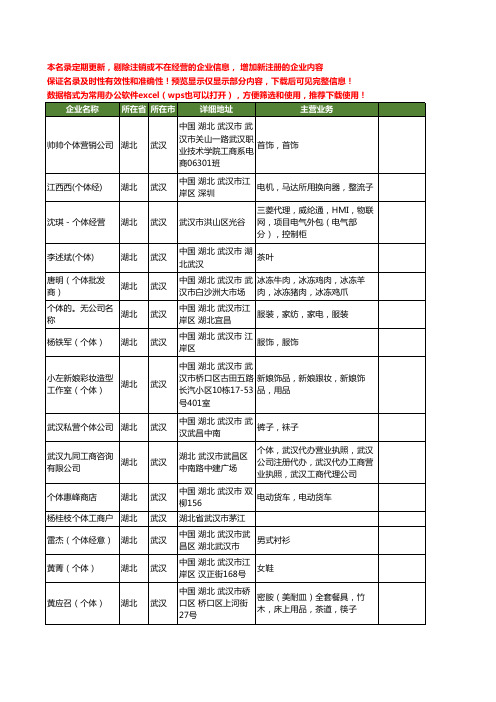 新版湖北省武汉个体工商企业公司商家名录名单联系方式大全197家