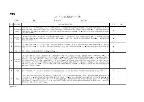 环卫作业考核打分表