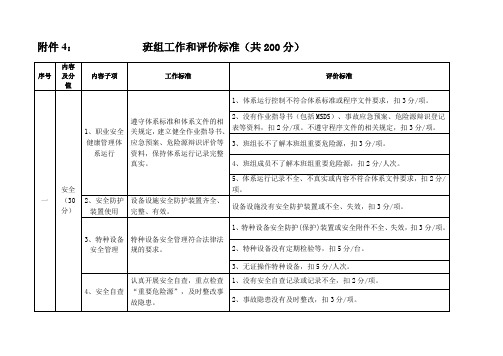 班组工作和评价标准