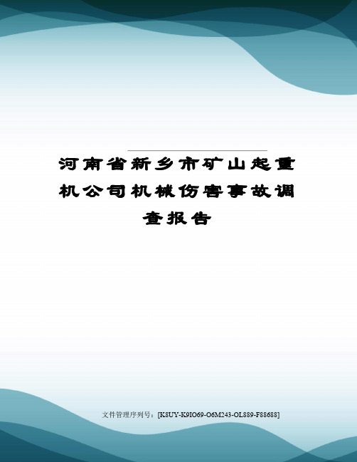 河南省新乡市矿山起重机公司机械伤害事故调查报告