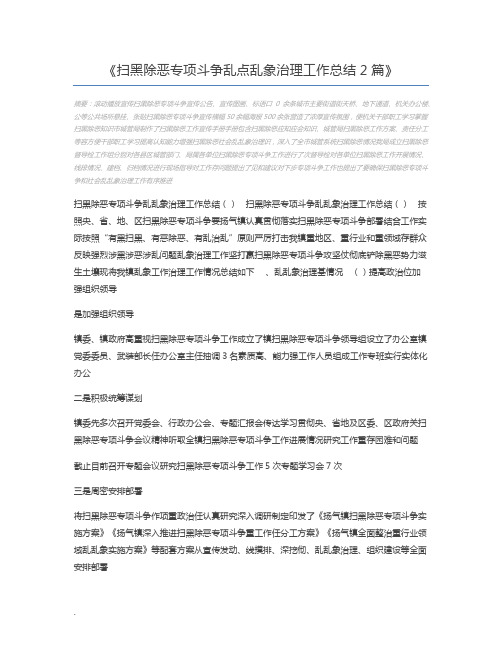 扫黑除恶专项斗争乱点乱象治理工作总结2篇