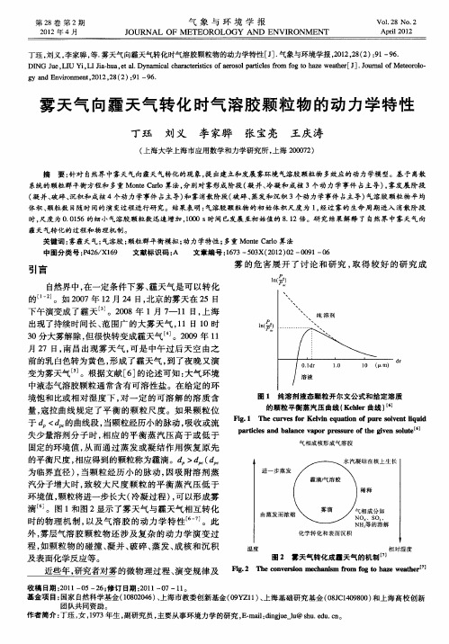 雾天气向霾天气转化时气溶胶颗粒物的动力学特性