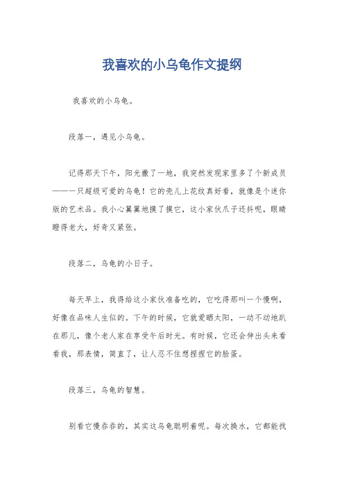 我喜欢的小乌龟作文提纲