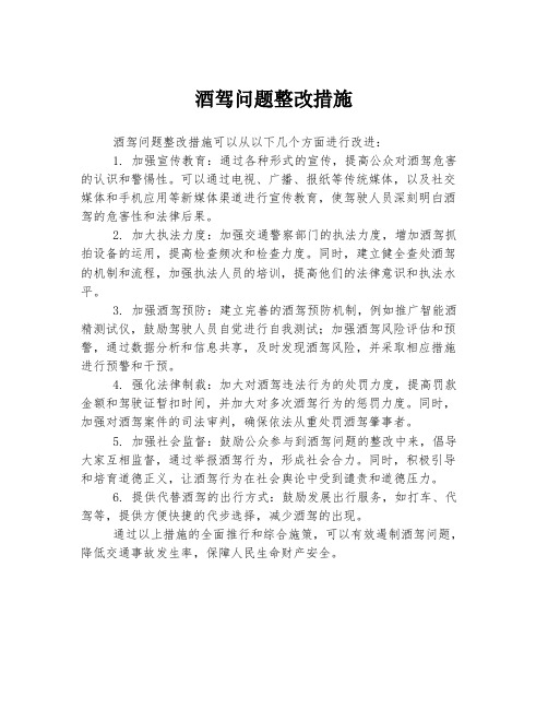 酒驾问题整改措施