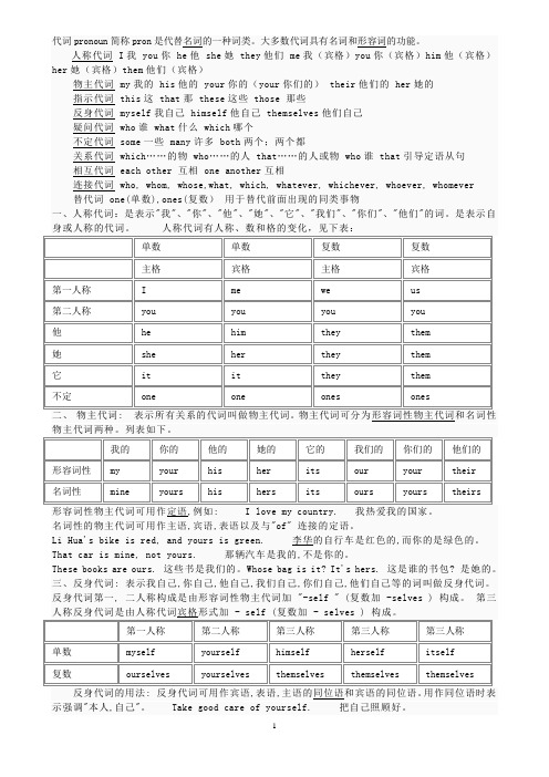 初中英语代词的总结