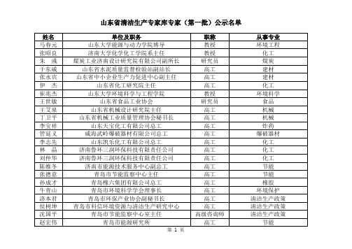 山东节能专家库名单