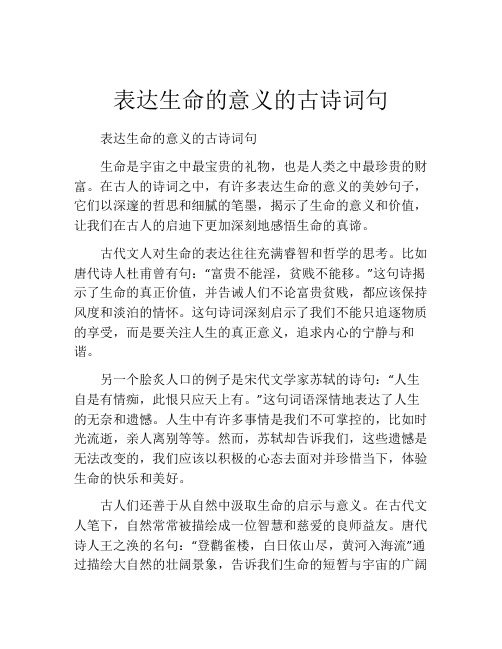 表达生命的意义的古诗词句