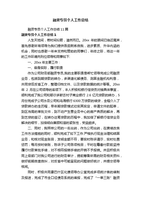 融资专员个人工作总结11篇