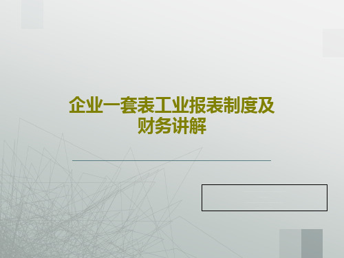 企业一套表工业报表制度及财务讲解共46页文档