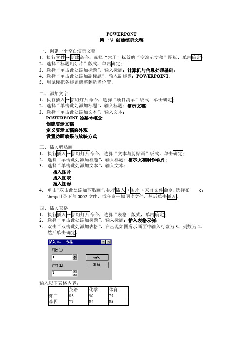 POWERPOINT练习doc-第一节创建演示文稿