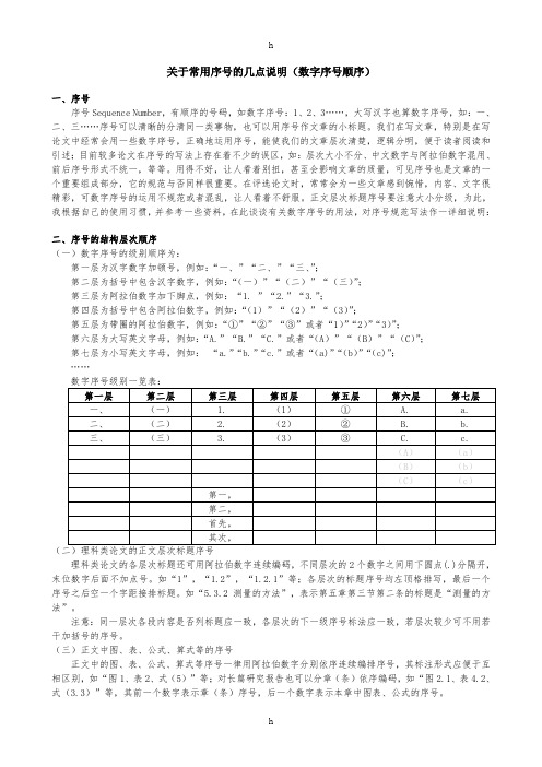 文章序号及结构层次顺序