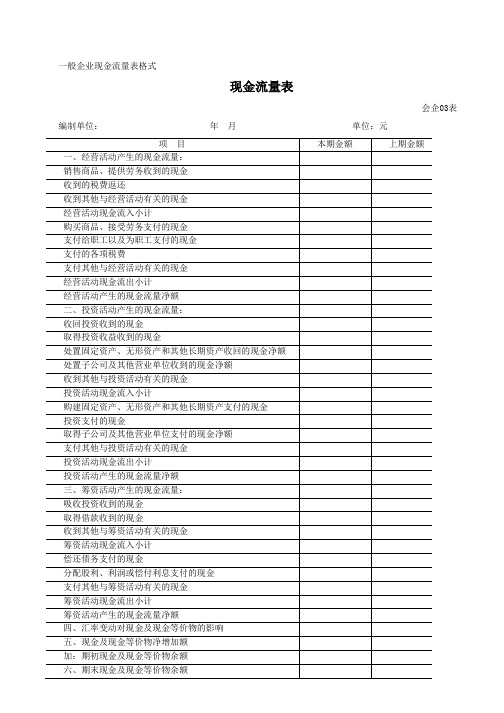 2010年最新的企业会计报表格式