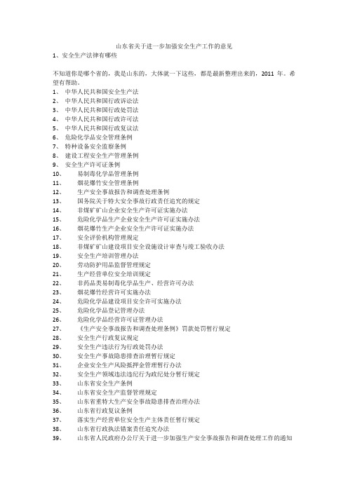 山东省关于进一步加强安全生产工作的意见安全生产