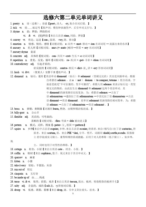 人教版新课标选修六第二单元英语单词讲义速记