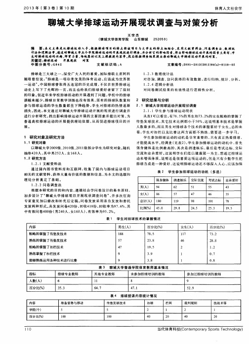 聊城大学排球运动开展现状调查与对策分析