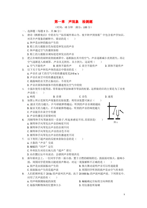 (中学教材全解)2021学年八年级物理上册 第一章 声现象综合检测题(含解析) 苏科版