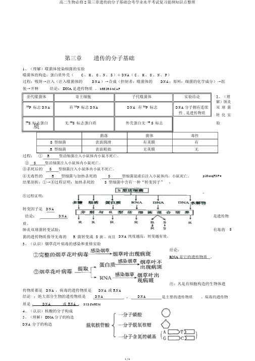 高二生物必修2第三章遗传的分子基础会考学业水平考试复习提纲知识点整理