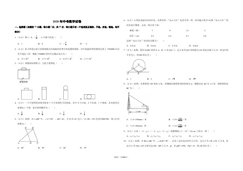 2020年中考数学试卷(解析版)共9套