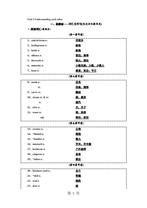 标题--2018-2019学年高中新创新一轮复习英语译林版：选修六 Unit 3 Understanding each other