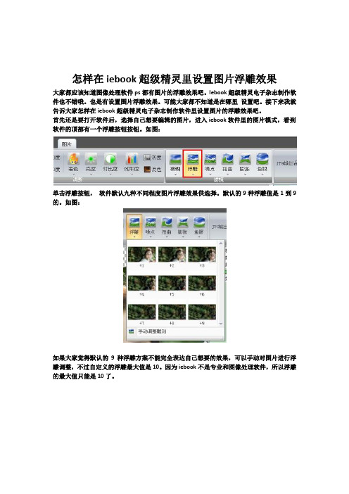 怎样在iebook里设置图片的浮雕效果