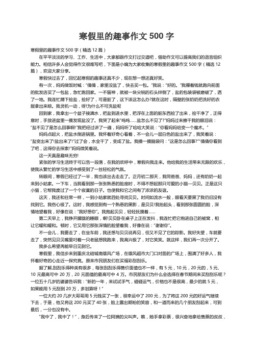 寒假里的趣事作文500字（精选12篇）