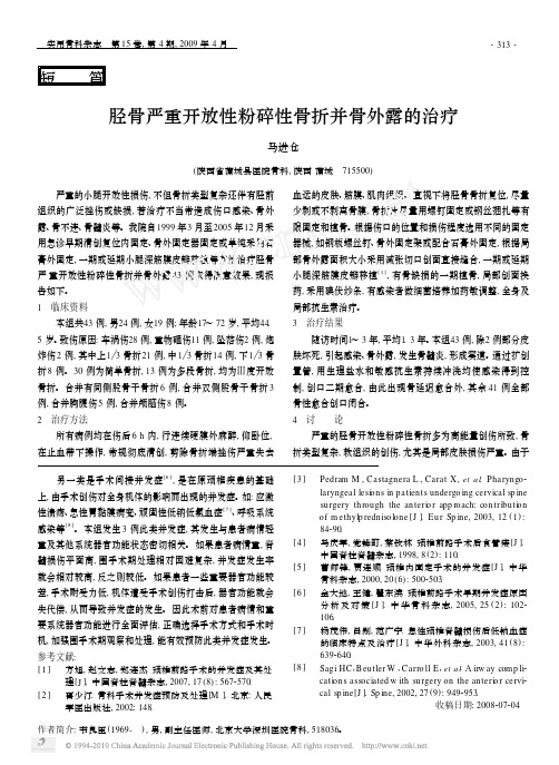 胫骨严重开放性粉碎性骨折并骨外露的治疗