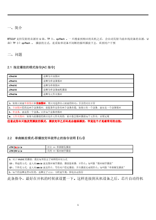 BT321蓝牙发射模块设置TF或者U盘或者spiflash单曲触发明