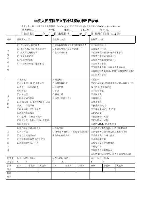 子宫肌瘤临床入径