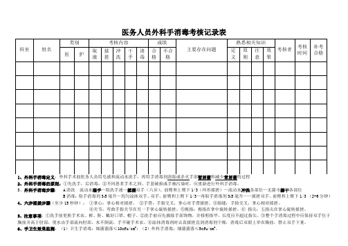 外科手消毒考核记录表