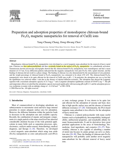 CMCS Fe-2005-Preparation and adsorption properties of monodisperse chitosan-b