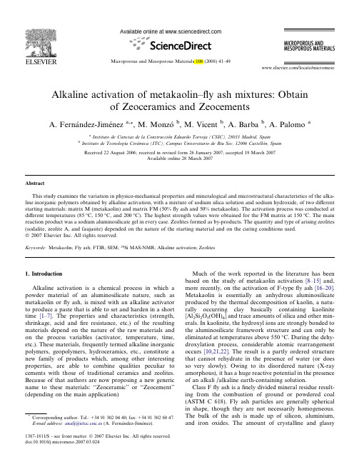 Alkaline activation of metakaolin fly ash mixtures  Obtain