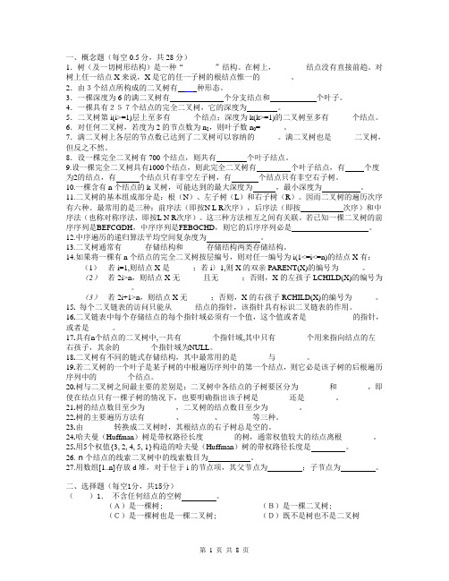 数据结构自测题及解答