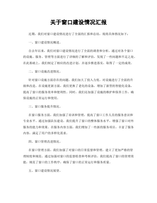 关于窗口建设情况汇报