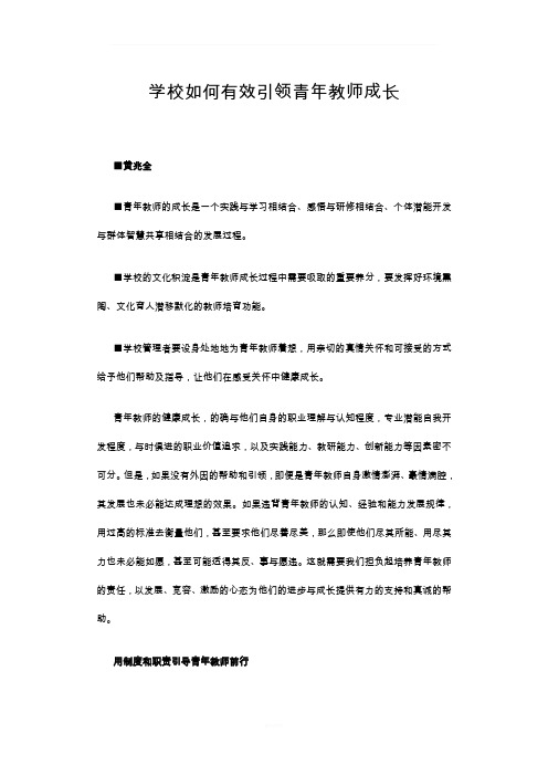 学校如何有效引领青年教师成长