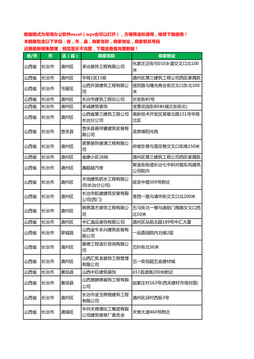 2020新版山西省长治市建筑装饰有限公司工商企业公司商家名录名单黄页联系电话号码地址大全200家