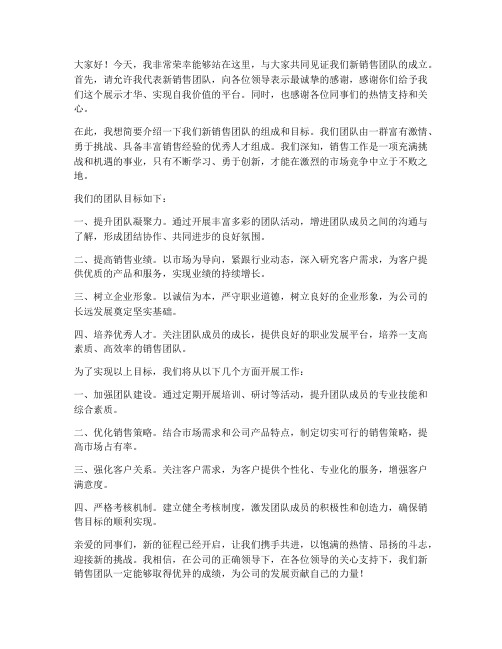 进新销售团队发言稿范文