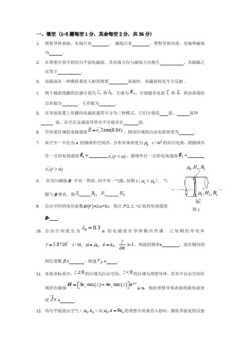 中南大学2021年《电磁场与电磁波》期末试题B卷