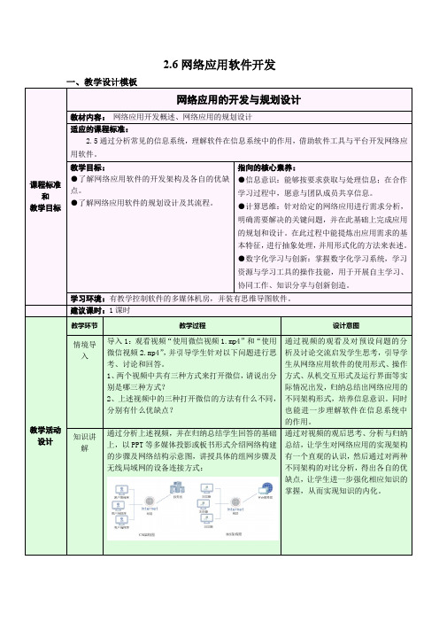 1网络应用的开发与规划设计教学设计