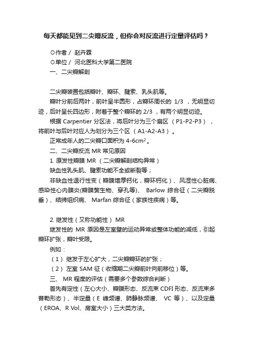 每天都能见到二尖瓣反流，但你会对反流进行定量评估吗？