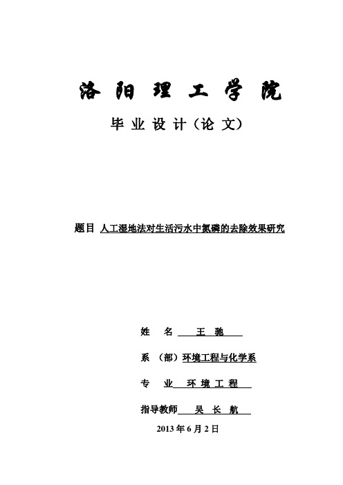 人工湿地法对生活污水中氮磷的去除效果研究解读