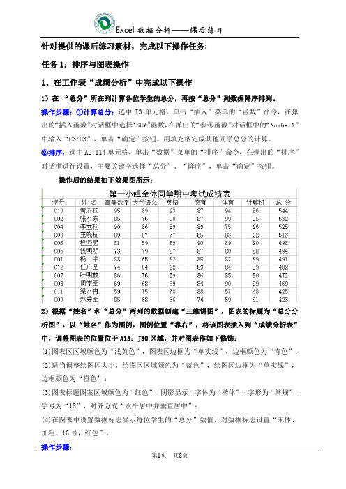 Excel数据分析 课后练习题要求