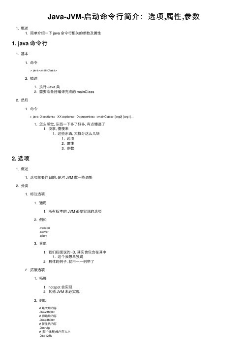 Java-JVM-启动命令行简介：选项,属性,参数