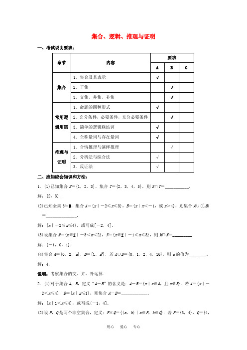 高三应知应会讲义 集合、逻辑、推理与证明教案 苏教版