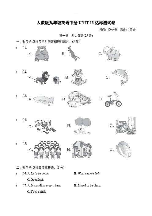 2020春人教版九年级英语下册UNIT 13 达标测试卷含答案