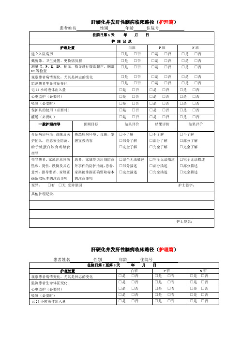 护理篇临床路径模板