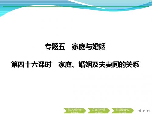 2020版政治浙江高考新选考一轮复习课件：选修五 专题五 第四十六课时 家庭、婚姻及夫妻间的关系