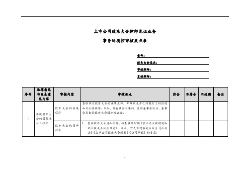 上市公司股东大会律师见证业务律师质控审核要点表